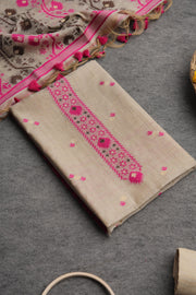 Ivory Meadows Pink Cotton Unstitched Suit Set